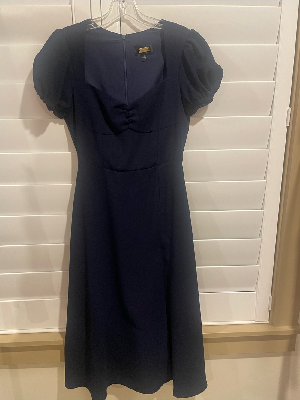 Alexia Admor Navy Puff-Sleeve Midi Dress